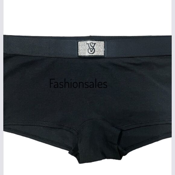 Victorias Secret Bling Rhinestone Logo on waist Shortie Mini Short Panty black - Picture 4 of 6